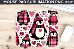 Watercolor Penguin Mouse Pad Sublimation - Valentines PNG Product Image 1