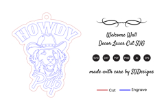 Cute Cowboy Dog Keychain Laser Cut SVG Product Image 2