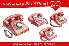 Valentine Day Watercolor Phone Clipart PNG Product Image 1