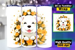 Dog &amp; Flower Tumbler Sublimation, 20 oz Skinny Tumbler Wrap Product Image 1