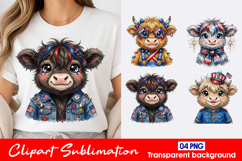 Denim Cow Clipart PNG Product Image 1