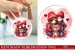 Dog Valentine&#039;s Day Keychain Sublimation PNG Design Product Image 1