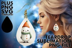 Playful Snowman Teardrop Earring PNG for Sublimation Product Image 1