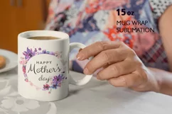Mother's Day Purple Watercolor Flowers Mug Wrap Sublimation Product Image 1