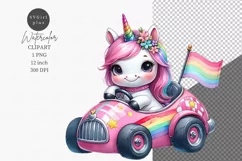Nursery clipart, Unicorn clipart, Racing baby Product Image 1