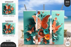 3D Butterfly Tumbler Wrap| 3D Sublimation Wrap Design Product Image 1