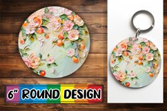 3D Blossom and Fruit Keychain Round Design Product Image 1