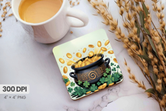 Pot of Gold with Coins Square Coaster PNG Sublimation Design Product Image 1