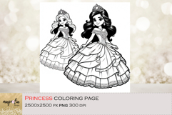 PRINCESS in a beautiful dress, kids Coloring Pages png Product Image 1