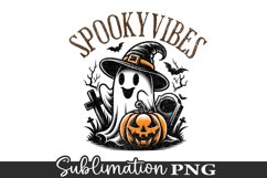 Spooky Vibes - Halloween Funny Ghost Sublimation Design Product Image 1