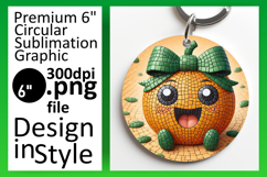 Elegant Circle PNG Keychain Design , Cute Pumpkin Product Image 1