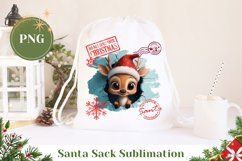 Santa Sack Sublimation, Christmas Baby Deer Santa Sack Product Image 1