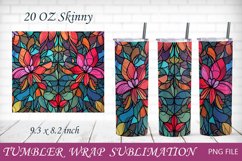 20 oz tumbler wrap with stained glass flowers Product Image 1