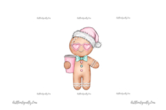 Pink Christmas Cookie Clipart Set Product Image 10