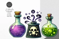 Halloween clipart, Potion bottle clipart, Kids Halloween Product Image 1