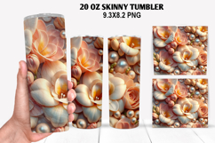 3D Flower Skinny Tumbler 20oz Wrap Design,Flowers Tumble PNG Product Image 1