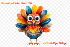 Watercolor Thanksgiving Turkey Clipart PNG Product Image 1
