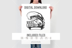 Reel Legend Svg Bass Fish with Rod and Splash for Cricut Product Image 2