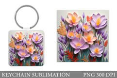 Flowers Crocus Keychain Design. Spring Keychain Sublimation Product Image 1