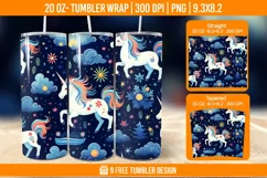 Unicorn Milkyway Tumbler Wrap Designs, Sublimation Wrap Product Image 1