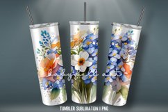 Watercolor Flowers Tumbler Wrap Sublimation Designs |PNG Product Image 3