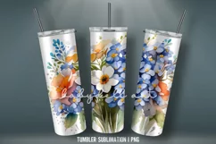 Watercolor Flowers Tumbler Wrap Sublimation Designs |PNG Product Image 3