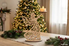 Christmas Angel Candle Holder Laser Cut | Glowforge | SVG Product Image 1