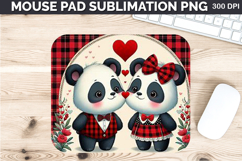 Watercolor Panda Mouse Pad Sublimation - Valentines PNG Product Image 1