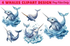 Whales Clipart design PNG Product Image 1