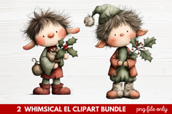 Whimsical Elf Clipart | Cute Christmas Elf PNG Illustration Product Image 1