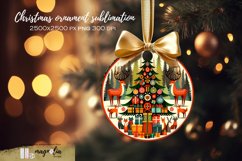 Christmas tree, round ornament sublimation design, folk art Product Image 1
