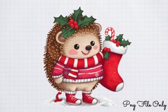 Christmas Hedgehog Clipart PNG Product Image 1