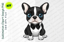 Elegant Cartoon Boston Terrier Clipart Png Product Image 1