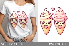 Valentines Ice Cream T-Shirt Design. Valentines Sublimation Product Image 1