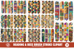 Reading &amp; Bees Brush Stroke Clipart Product Image 1
