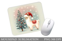 Cute Lama Mouse Pad Design. Christmas Mouse Pad Sublimation Product Image 1