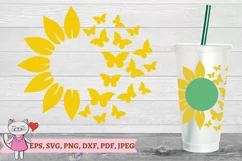 Sunflower Butterfly svg for Full Wrap Venti Cold Cup 24 oz Product Image 2
