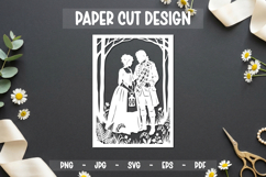 Romantic Couple Paper Cut Card, 5x7 Paper cut Product Image 1
