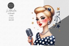 Woman clipart, Retro clipart, Watercolor clipart, Product Image 1