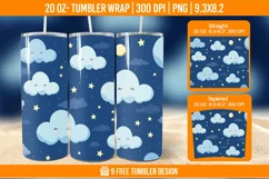 Day And Night Tumbler Wrap Designs, Sublimation Wrap Product Image 1