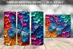 Colorful 3D Rainbow Butterfly Tumbler Design Product Image 1