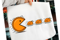 Funny Thanksgiving Pumpkin Pie Chasing PNG, Thanksgiving PNG Product Image 1