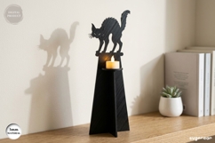 Halloween Cat Candle Holder Laser Cut | Glowforge | SVG Product Image 1
