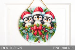 Christmas Penguin Door Sign. Christmas Door Sign Sublimation Product Image 1