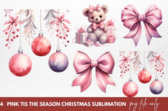 Pink Tis The Season Christmas Sublimation Clipart Product Image 1