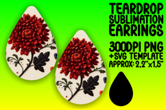 Chic Teardrop Earrings Design PNG , 3D Flower Product Image 1