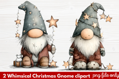 2 Whimsical Christmas Gnome Clipart | Cute Holiday Gnome PNG Product Image 1