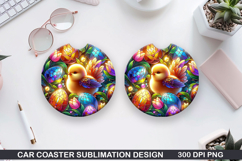 Car coaster sublimation, Easter Coaster PNG Design Product Image 1