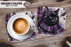 Cute Cat Square Coaster PNG Bundle, Printable Cat Bundle Product Image 12