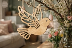 Spring Bird Ornament Laser Cut | Glowforge | SVG Product Image 1